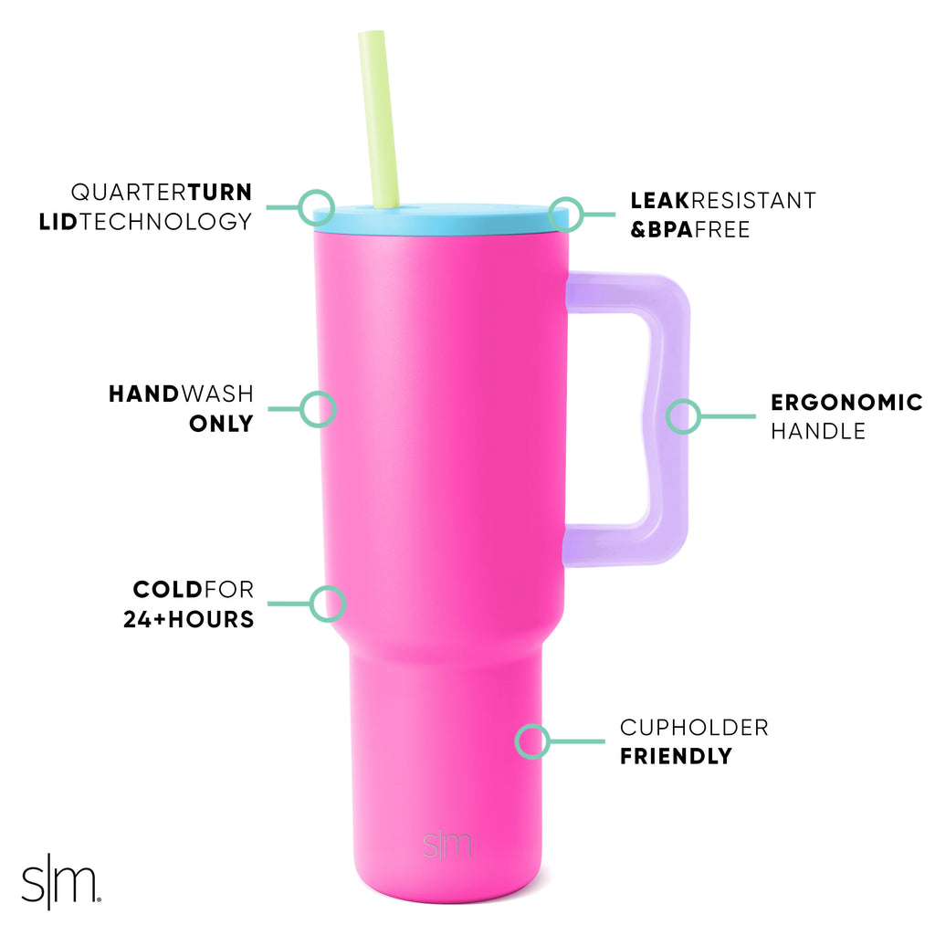 Simple Modern 40 fl oz Insulated Stainless Steel Trek Tumbler with Straw Lid | 80s Mix C403M