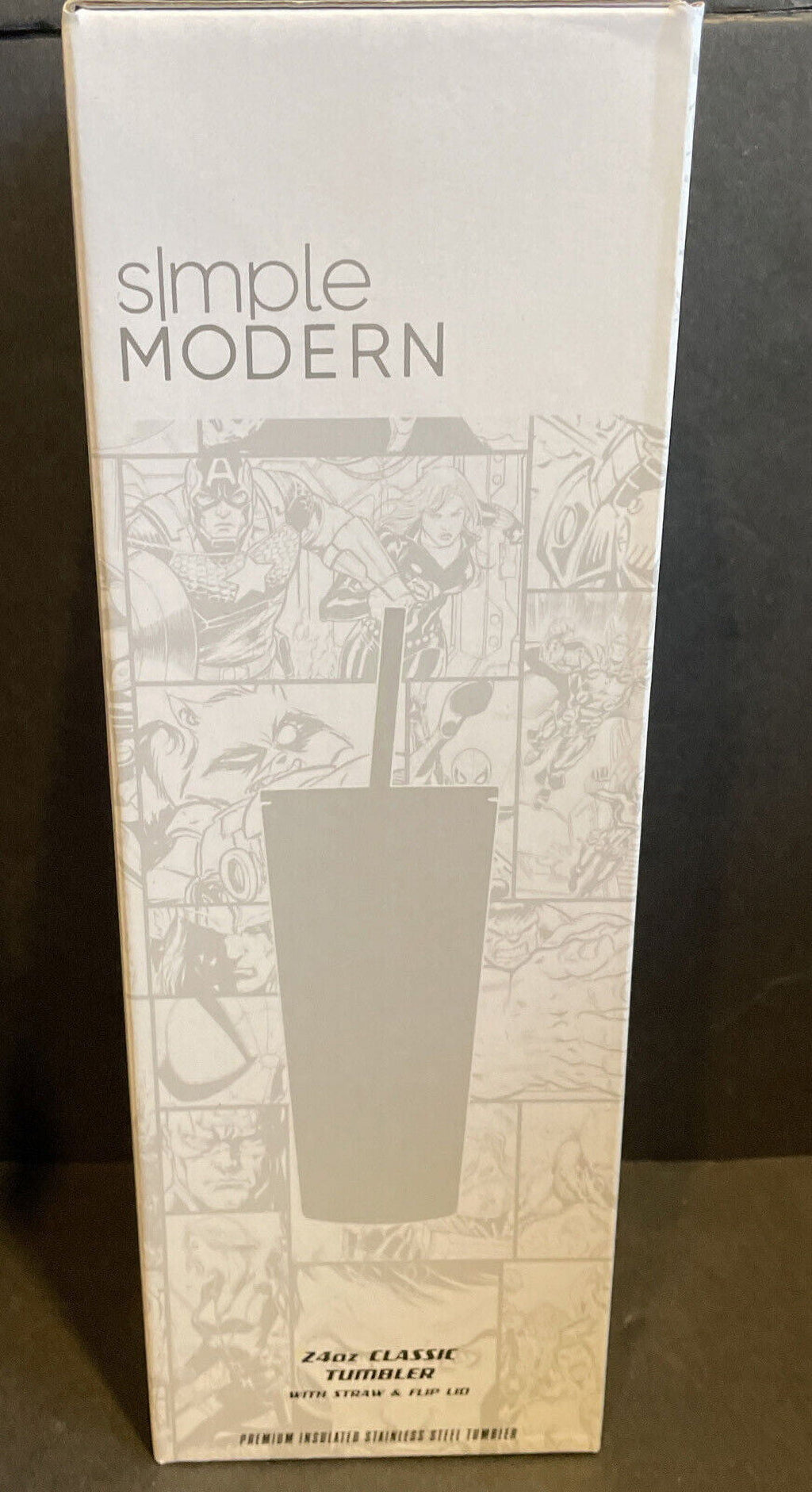Simple Modern Insulated Iron Man Tony 24oz  Tumbler W/Flip Lid and Straw Lid C434A