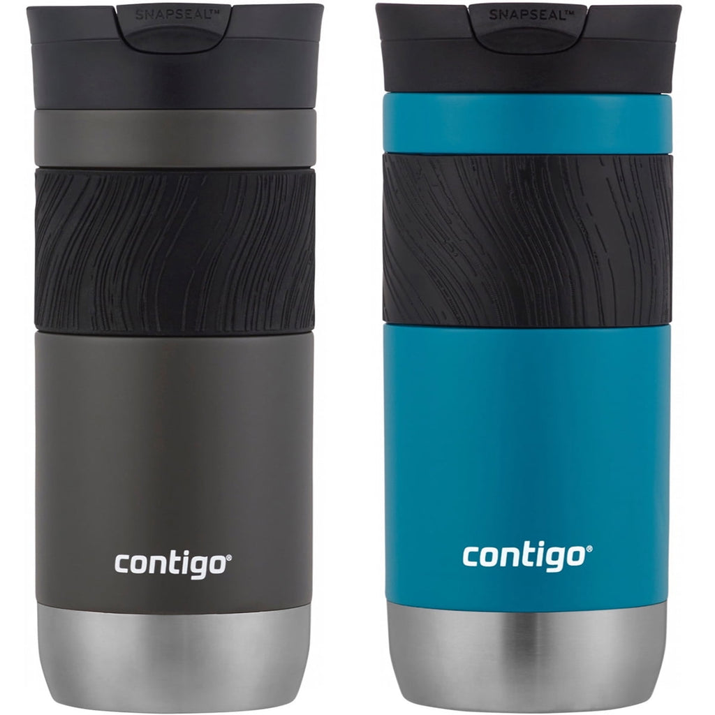 Contigo Byron 2.0 Stainless Steel Travel Mug with SNAPSEAL Lid and Grip, 20 oz, Sake &amp; Blue Corn, 2-Pack C014L