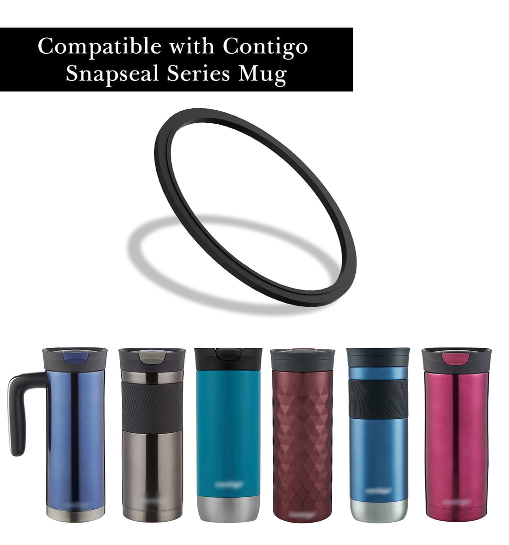 Linkidea 6 Pack Water Bottle Gasket Replacement Compatible with Contigo Byron Snapseal Travel Mug 16oz/20oz, Silicone O Ring Leak Proof Rubber Seal with Tweezer for Bottle Lid, Black C126S