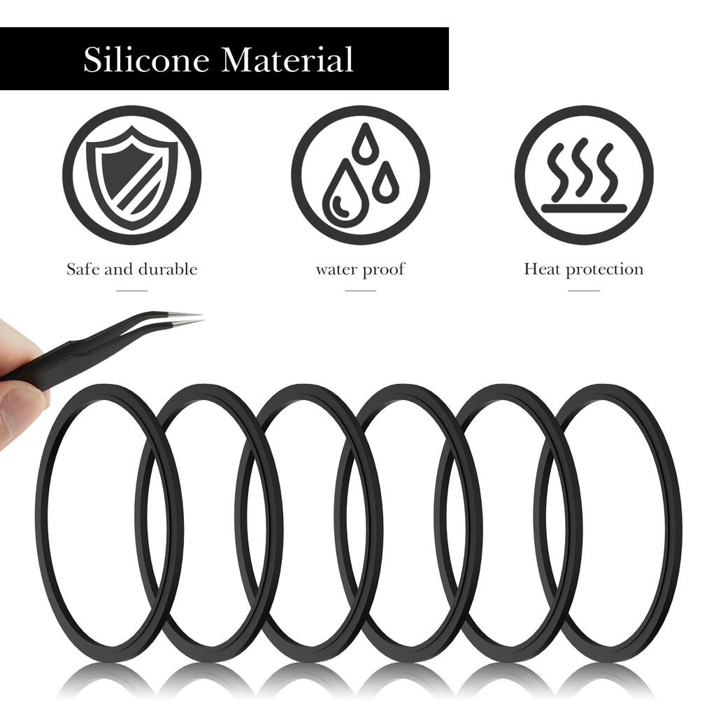 Linkidea 6 Pack Water Bottle Gasket Replacement Compatible with Contigo Byron Snapseal Travel Mug 16oz/20oz, Silicone O Ring Leak Proof Rubber Seal with Tweezer for Bottle Lid, Black C126S