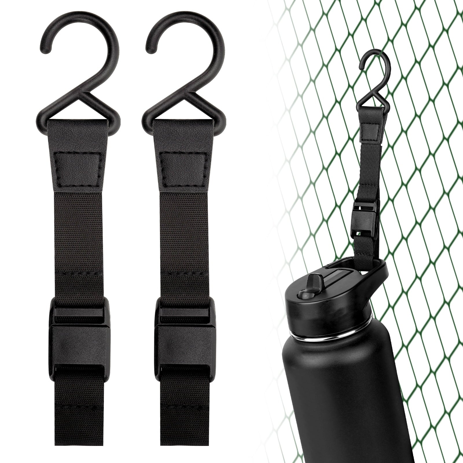 Linkidea 2 Pack Fence Hooks for Waterbottle, Compatible with Stanley, Nalgene, IRON FLASK with Handle Bottle &amp; Tumbler, S Shaped Hook Hanger Magnetic Buckle for Outdoor Sports Camping C231E