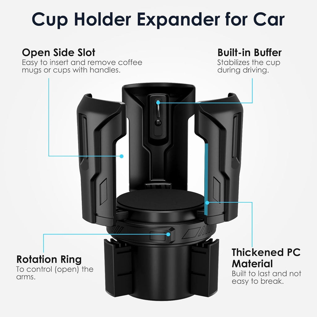 Cup Holder Expander: One-Button Open, Universal, Adjustable Holder(Diameter 2.6"- 4.8"), Cup Holder Expander for , , Nalgene, Takeya, Camelbak, Ramblers, , Tumblers, Mugs C220L