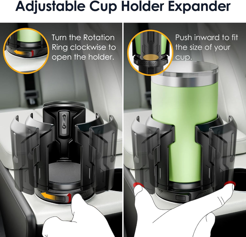 Cup Holder Expander: One-Button Open, Universal, Adjustable Holder(Diameter 2.6"- 4.8"), Cup Holder Expander for , , Nalgene, Takeya, Camelbak, Ramblers, , Tumblers, Mugs C220L