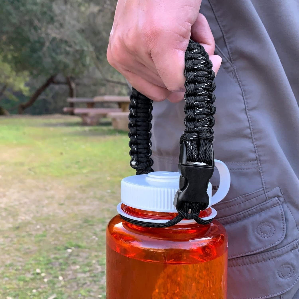 Hydrocord Handle for Nalgene Water Bottles, Fits Wide Mouth Water Bottles, Durable Carrier, Secure Accessories, Compatible with 32oz, 36oz, 48oz Water Bottle (Black) C206X