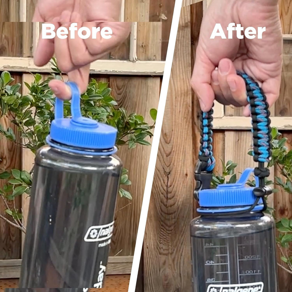 Hydrocord Handle for Nalgene Water Bottles, Fits Wide Mouth Water Bottles, Durable Carrier, Secure Accessories, Compatible with 32oz, 36oz, 48oz Water Bottle (Black) C206X
