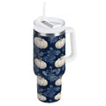30 oz Insulated Stainless Steel Tumbler Double Wall Stainless Steel Tumbler with 2-Way Drinking Watercolor White Pumpkins C446E