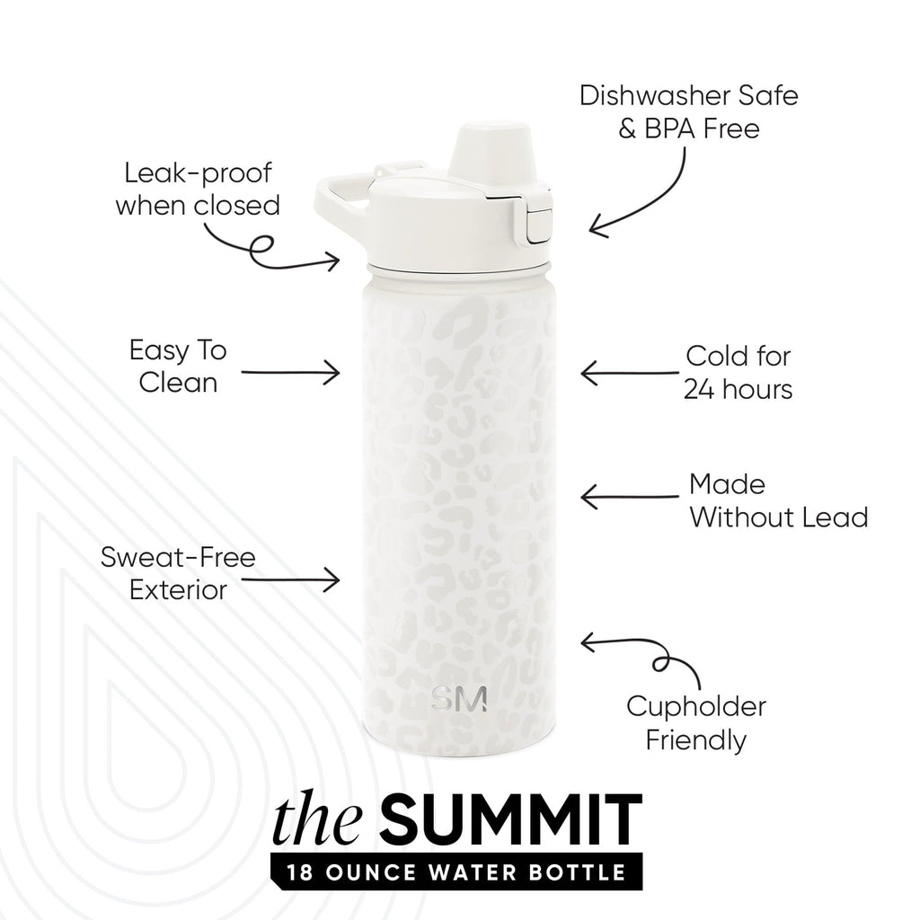Simple Modern 18 fl oz Insulated Stainless Steel Summit Water Bottle with Covered Silicone Straw Lid | Sweet Taffy C395X