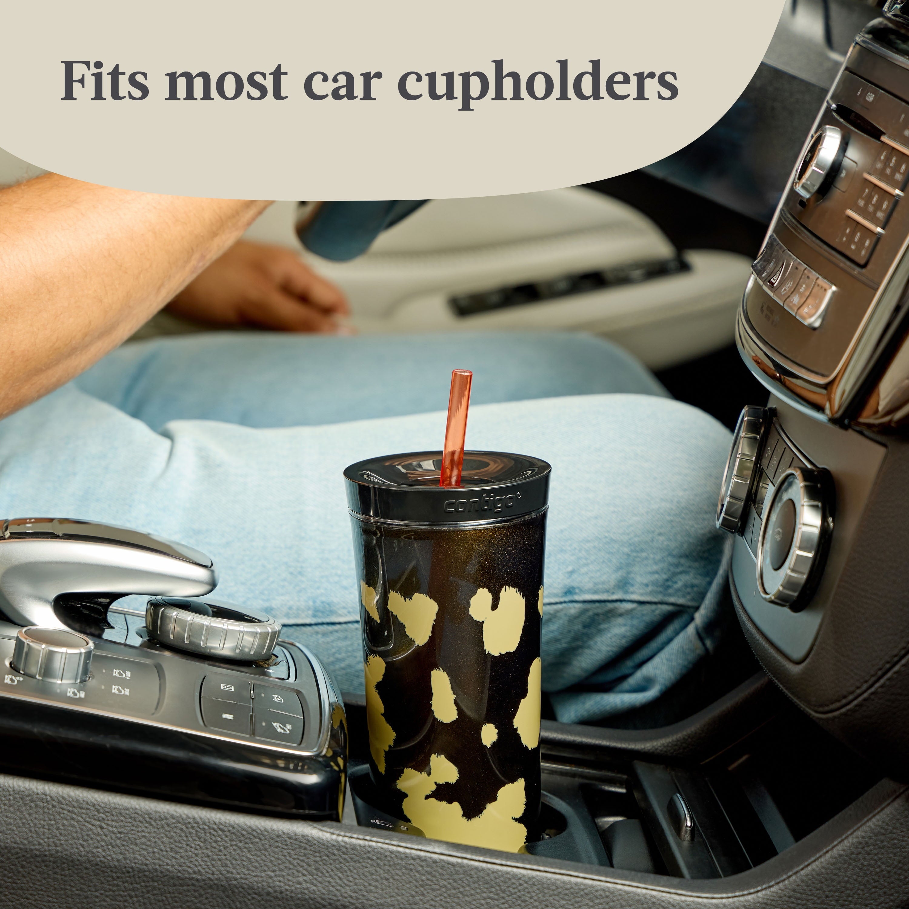 Contigo 20oz Shake &amp; Go Tumbler, Plastic with Straw, Licorice Cowhide Couture C093G