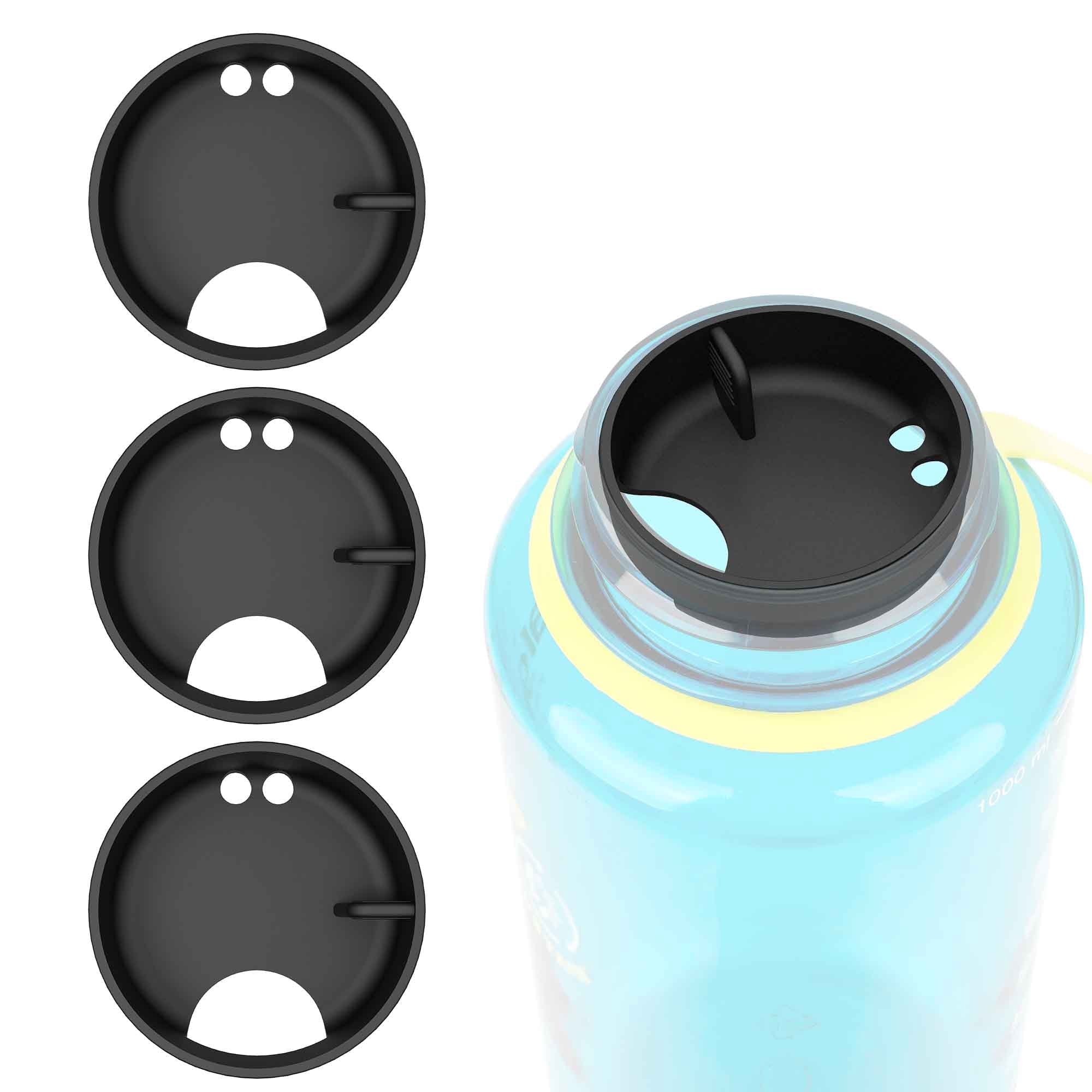Linkidea 4 Pack Water Bottle Silicone Splashguard Compatible with Nalgene Sustain Wide Mouth 32oz, Anti-Spill Splash Guard for Wide-Necked Bottles with 53mm Opening, Waterbottle Easy Sipper C208G