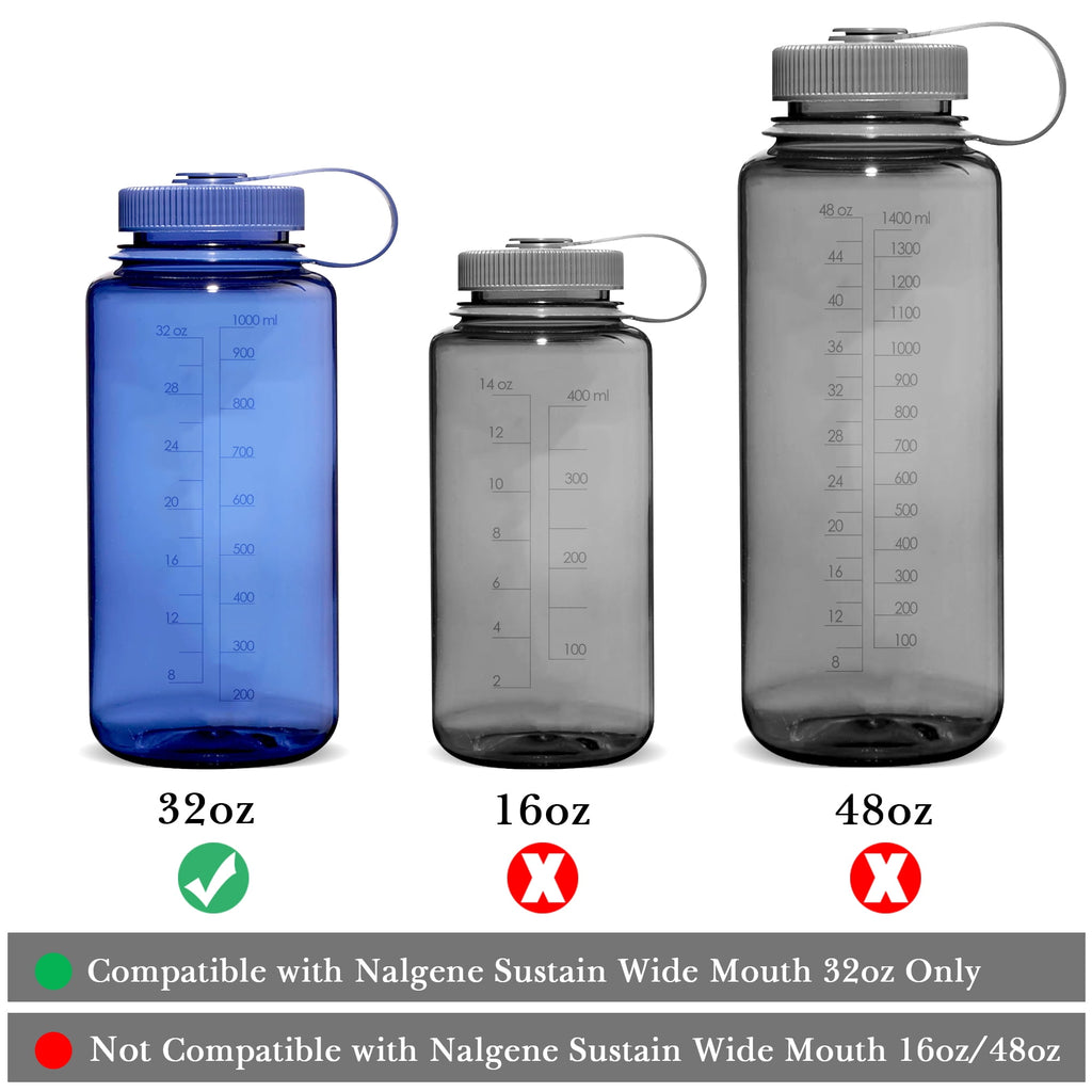 Linkidea 4 Pack Water Bottle Silicone Splashguard Compatible with Nalgene Sustain Wide Mouth 32oz, Anti-Spill Splash Guard for Wide-Necked Bottles with 53mm Opening, Waterbottle Easy Sipper C208G