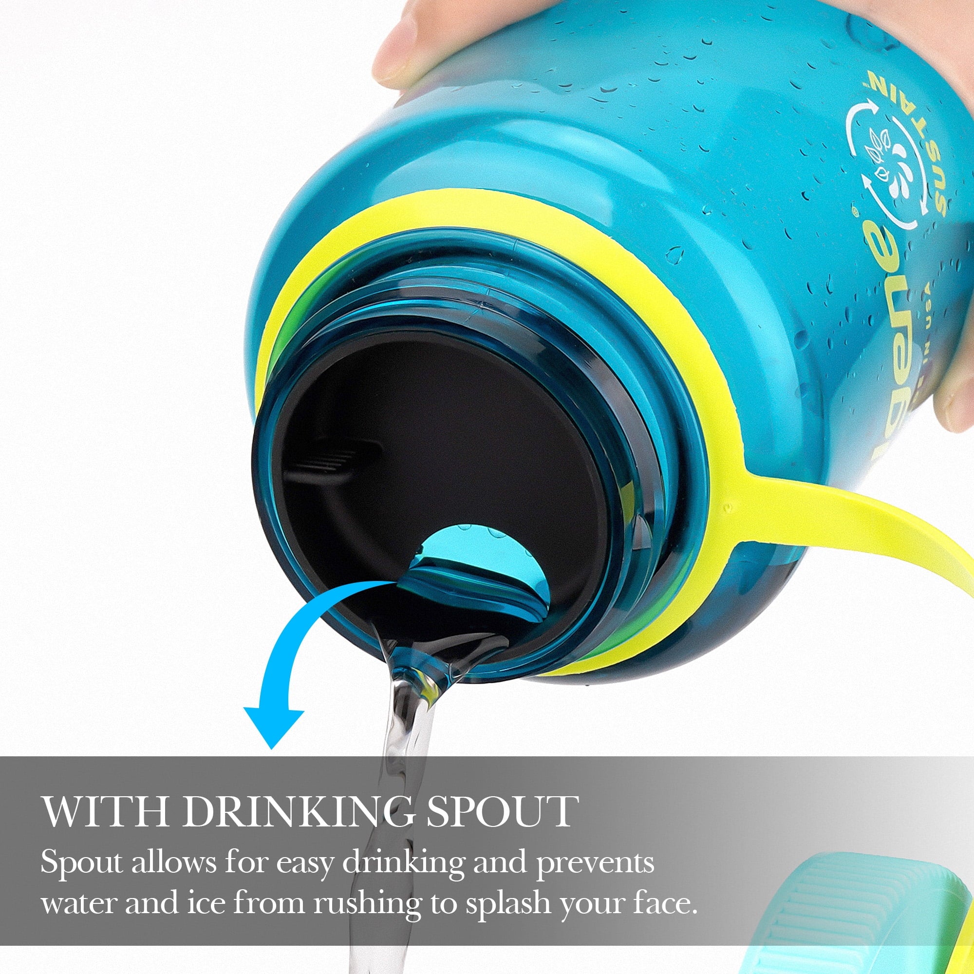Linkidea 4 Pack Water Bottle Silicone Splashguard Compatible with Nalgene Sustain Wide Mouth 32oz, Anti-Spill Splash Guard for Wide-Necked Bottles with 53mm Opening, Waterbottle Easy Sipper C208G