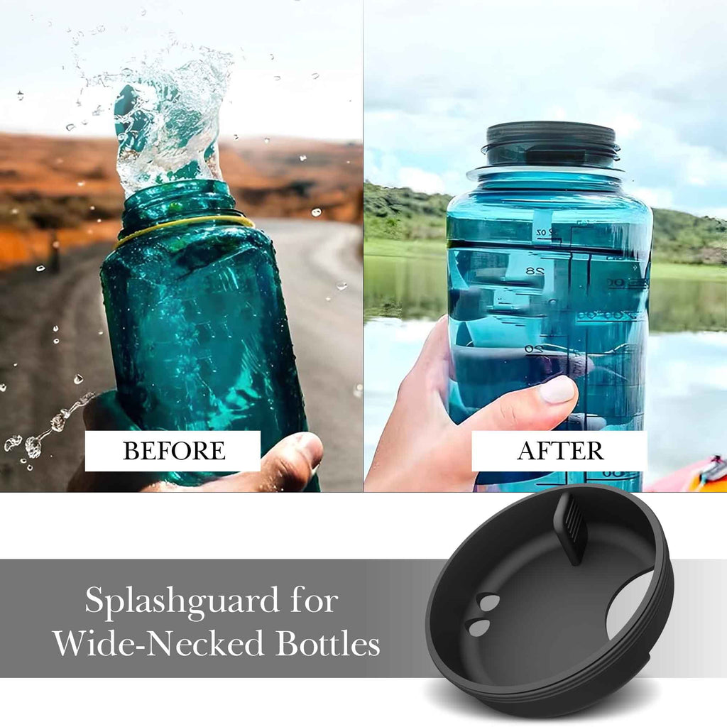 Linkidea 4 Pack Water Bottle Silicone Splashguard Compatible with Nalgene Sustain Wide Mouth 32oz, Anti-Spill Splash Guard for Wide-Necked Bottles with 53mm Opening, Waterbottle Easy Sipper C208G