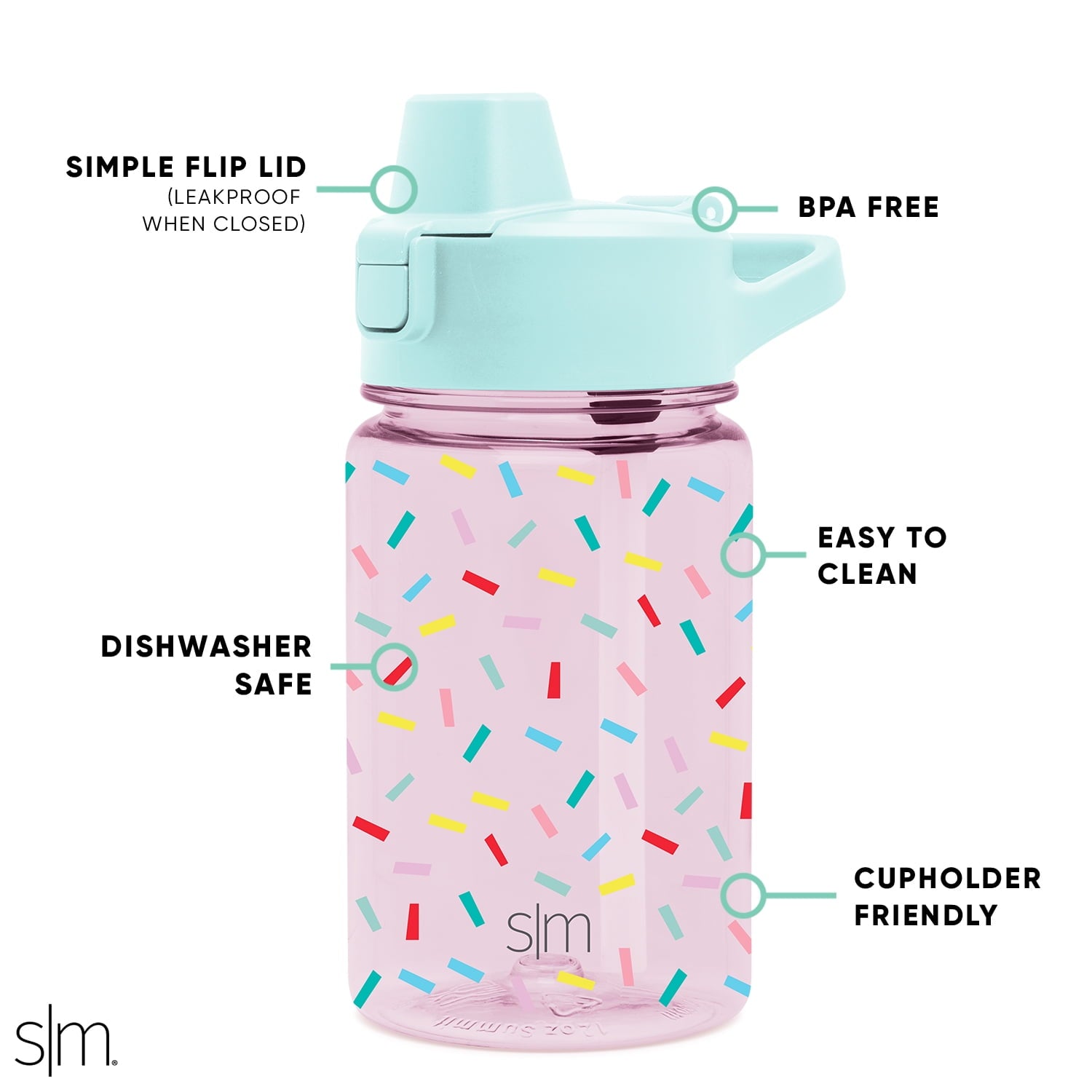 Simple Modern 12 fl oz Reusable Tritan Summit Water Bottle with Silicone Straw Lid | Birthday Cake C404T