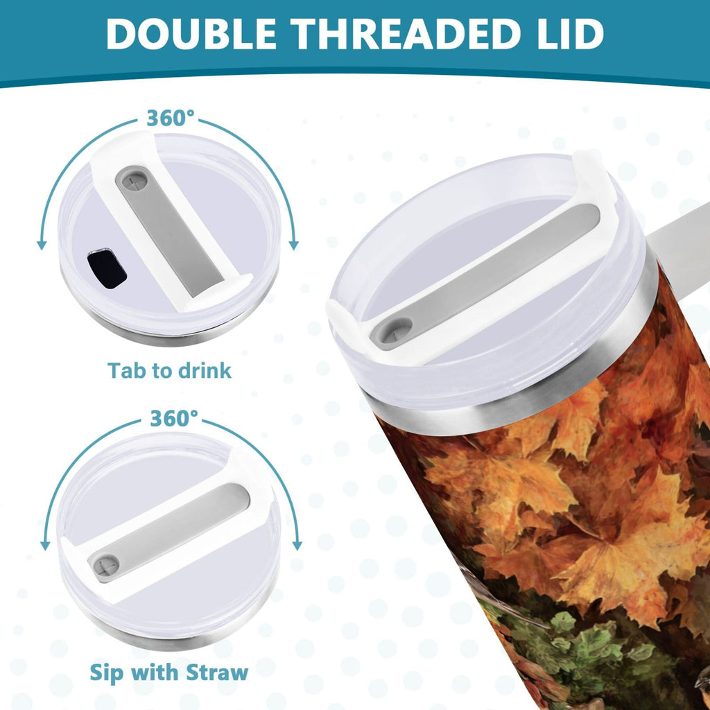 30 oz Insulated Stainless Steel Tumbler Double Wall Stainless Steel Tumbler with 2-Way Drinking Beautiful Fall Scene C610W