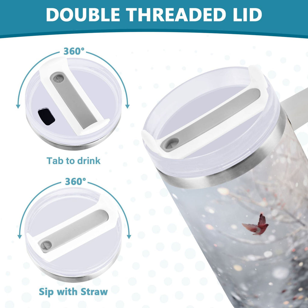 30 oz Insulated Stainless Steel Tumbler Double Wall Stainless Steel Tumbler with 2-Way Drinking Snowy Winter Landscape C557U