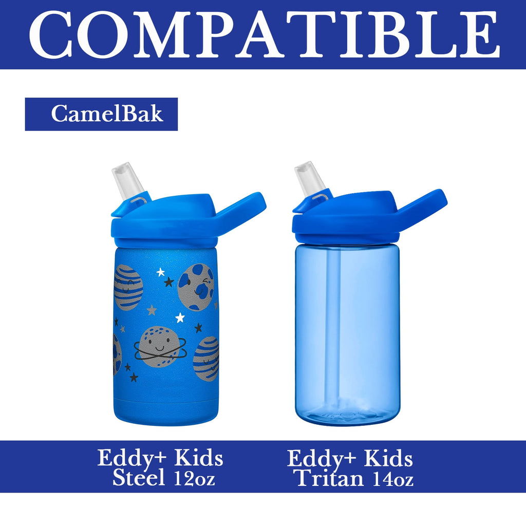 Linkidea Water Bottle Sleeve Compatible with CamelBak Eddy+ Tritan 14oz, Steel 12oz Kids Bottle, Waterbottle Holder Bag with Name Tag, Navy Blue C390W