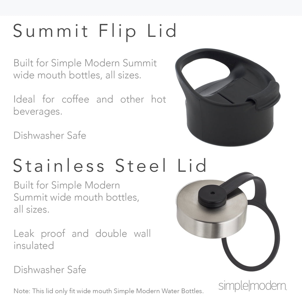 Simple Modern Summit 18 oz Silver and Black Double Wall Vacuum Insulated Stainless Steel Water Bottle with Wide Mouth and Flip-Top Lid C416N