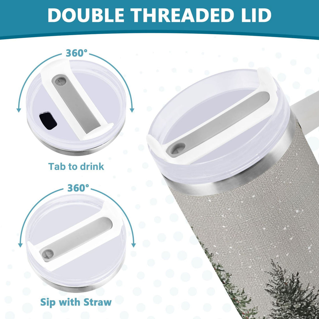 30 oz Insulated Stainless Steel Tumbler Double Wall Stainless Steel Tumbler with 2-Way Drinking Christmas Deer and Snowmen C619H
