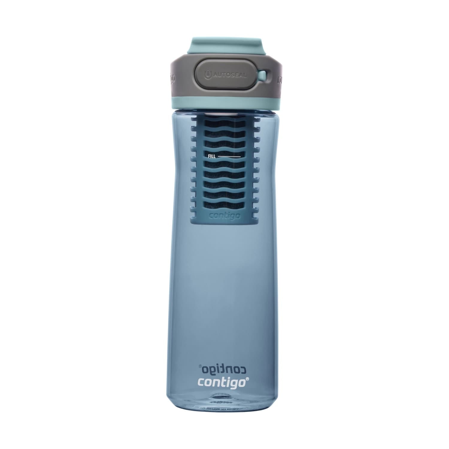 (2 pack) Contigo Clybourn Plastic FreeFlow Filter Water Bottle with AUTOSEAL Lid 24 oz., Dark Ice, with Replacable Filter C062U