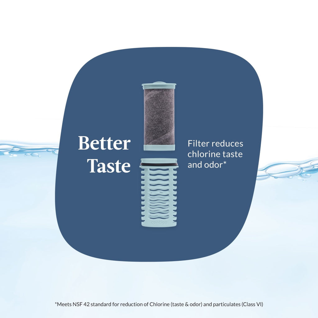 (2 pack) Contigo Clybourn Plastic FreeFlow Filter Water Bottle with AUTOSEAL Lid 24 oz., Dark Ice, with Replacable Filter C062U