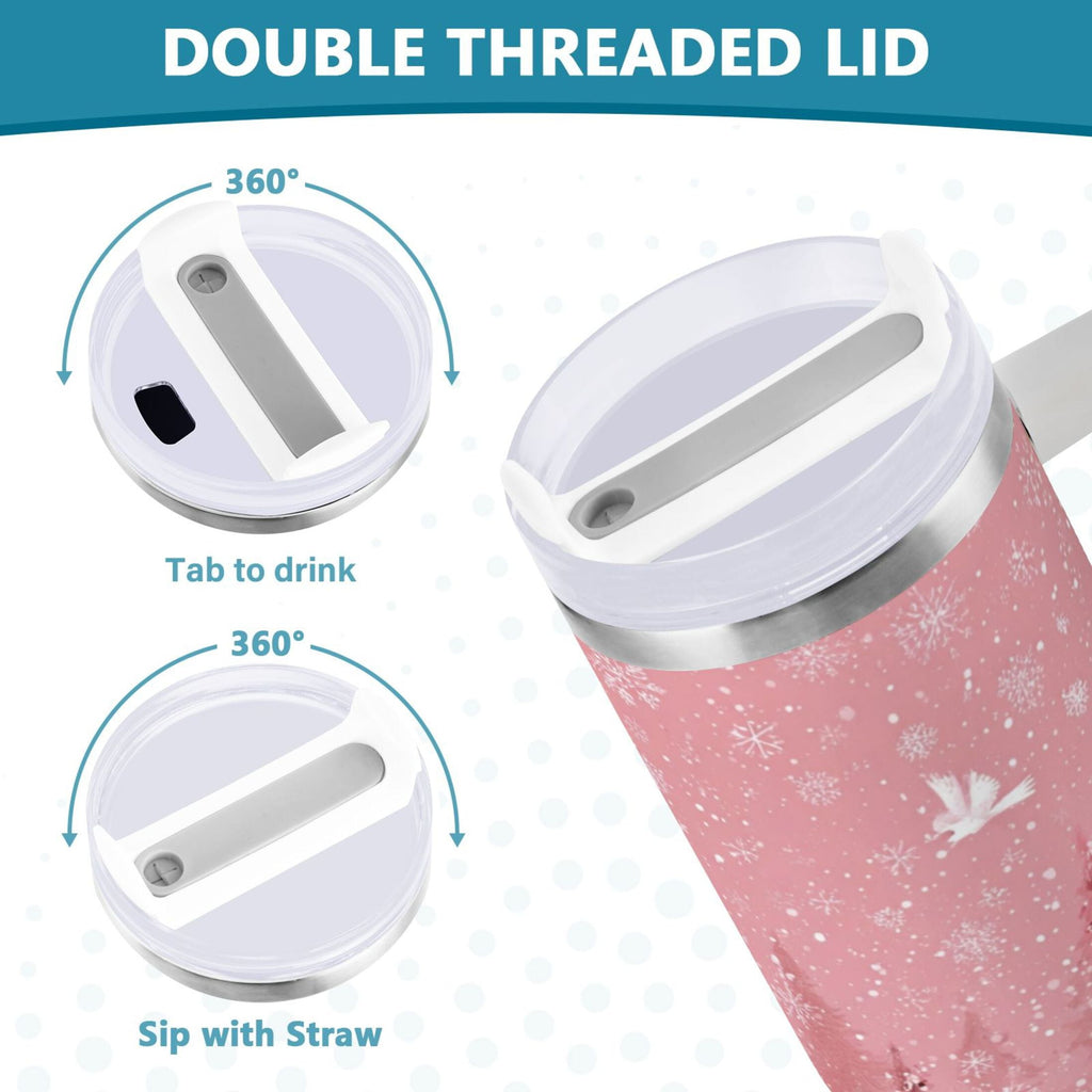 40 oz Insulated Stainless Steel Tumbler Double Wall Stainless Steel Tumbler with 2-Way Drinking Christmas Forest with Snowmen C428J