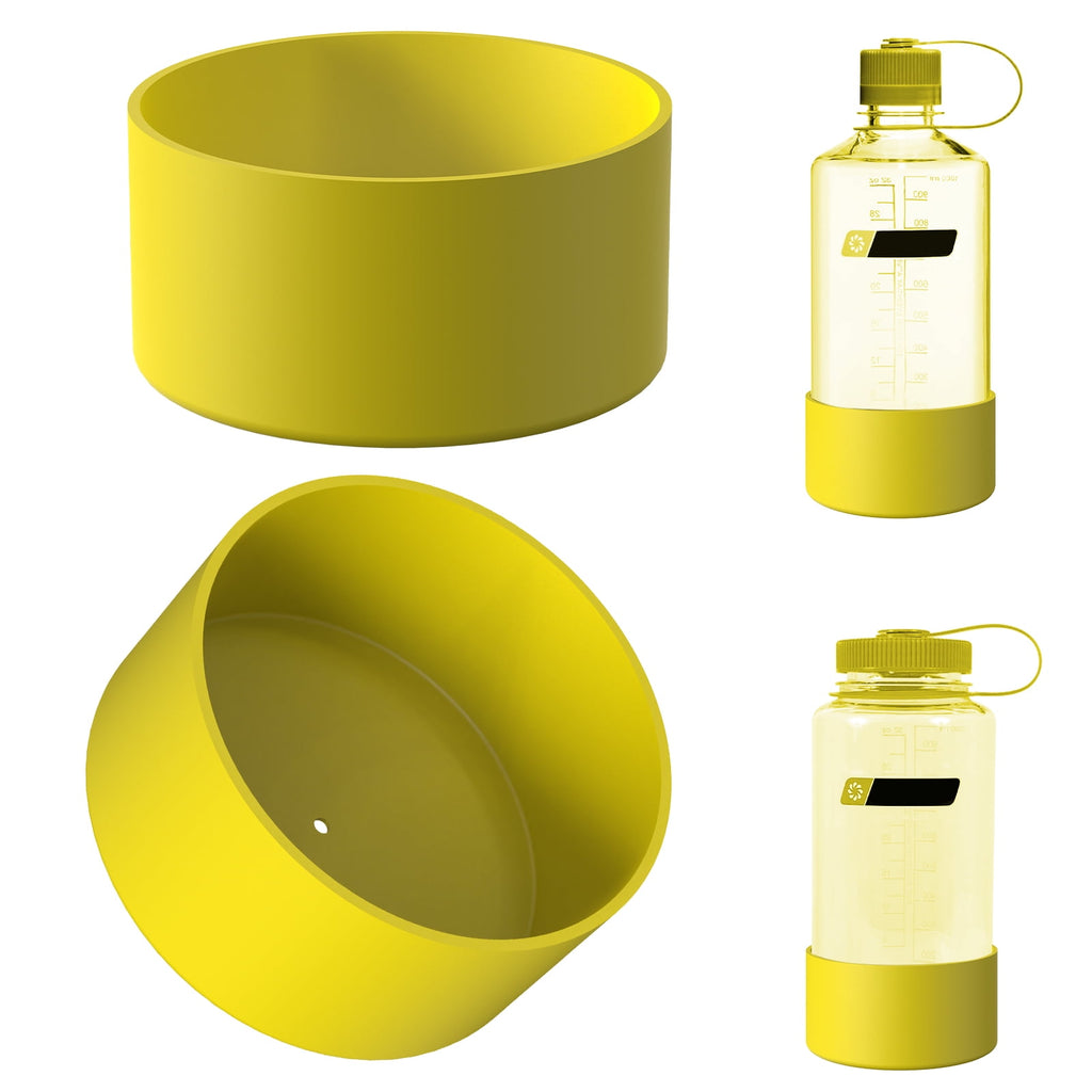 Linkidea 2 Pack Water Bottle Boot Compatible with Nalgene Sustain Wide Mouth 32oz/48oz, Narrow Mouth 32oz, Silicone Anti-Slip Bottle Bottom Bumper Protector (Yellow) C221T