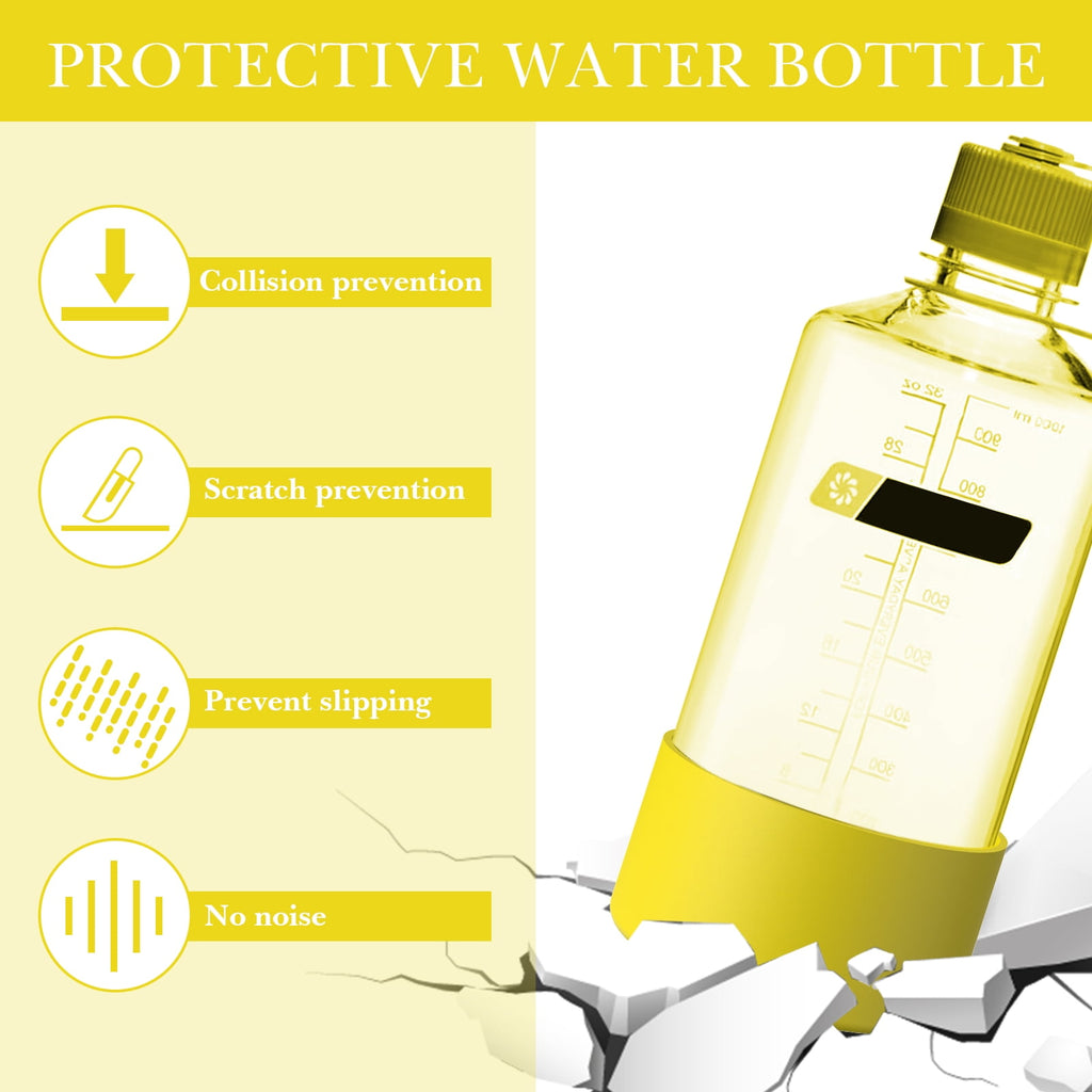 Linkidea 2 Pack Water Bottle Boot Compatible with Nalgene Sustain Wide Mouth 32oz/48oz, Narrow Mouth 32oz, Silicone Anti-Slip Bottle Bottom Bumper Protector (Yellow) C221T