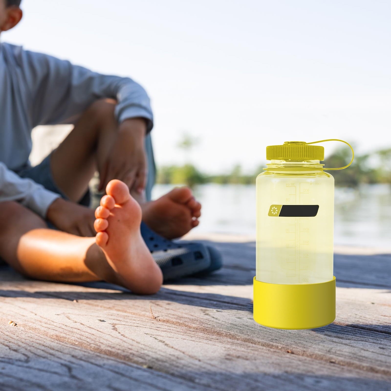 Linkidea 2 Pack Water Bottle Boot Compatible with Nalgene Sustain Wide Mouth 32oz/48oz, Narrow Mouth 32oz, Silicone Anti-Slip Bottle Bottom Bumper Protector (Yellow) C221T