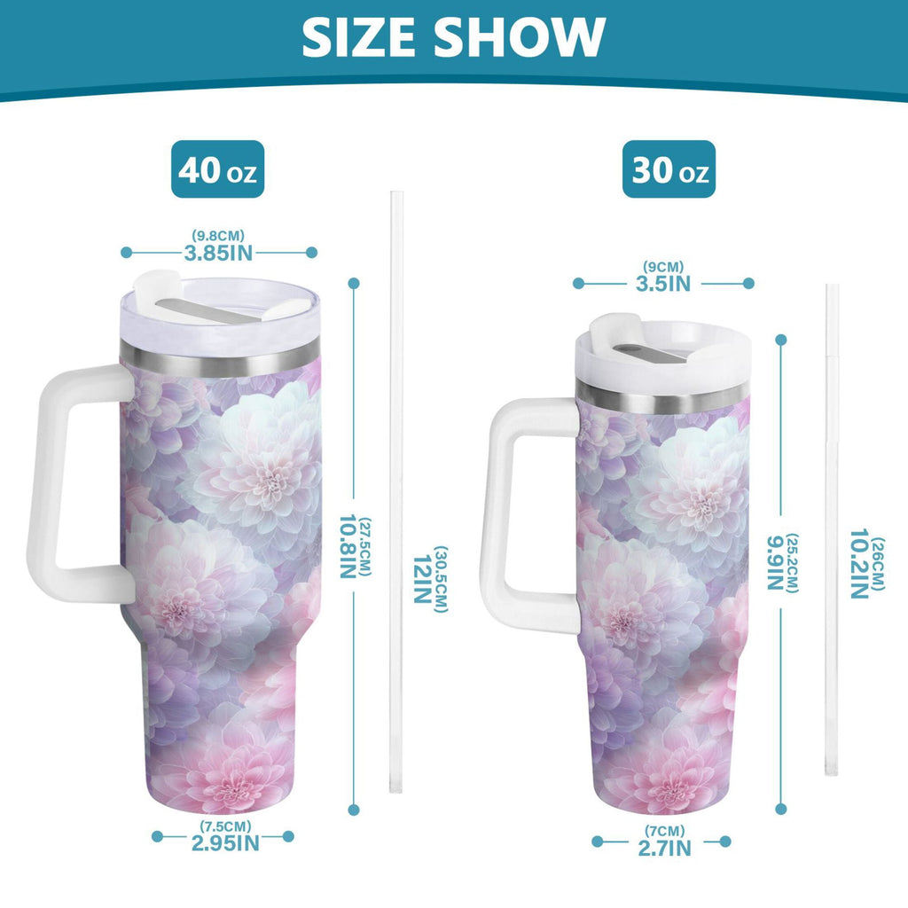 30 oz Insulated Stainless Steel Tumbler Double Wall Stainless Steel Tumbler with 2-Way Drinking Cute Pastel Watercolor Floral C578A