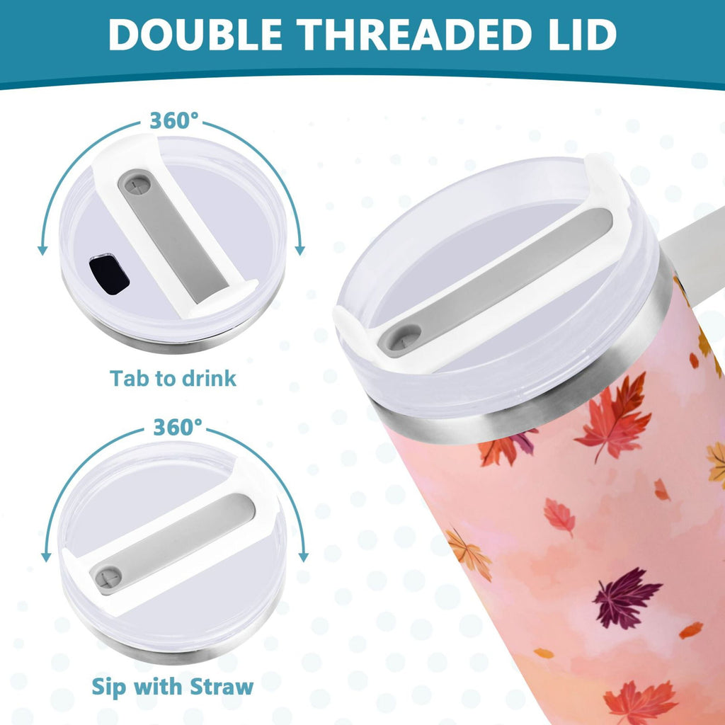 30 oz Insulated Stainless Steel Tumbler Double Wall Stainless Steel Tumbler with 2-Way Drinking Autumn Leaves Falling C588F