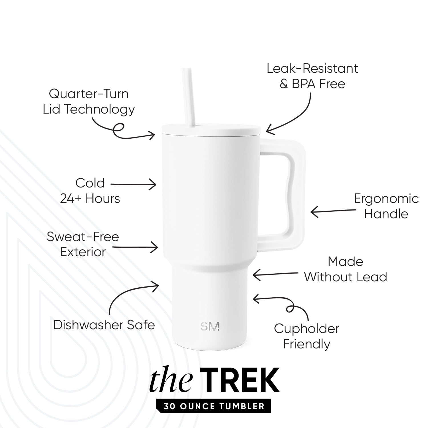 Simple Modern 30 fl oz Insulated Stainless Steel Trek Tumbler with Straw Lid | Seaglass Sage and Cream Checkmate C690C