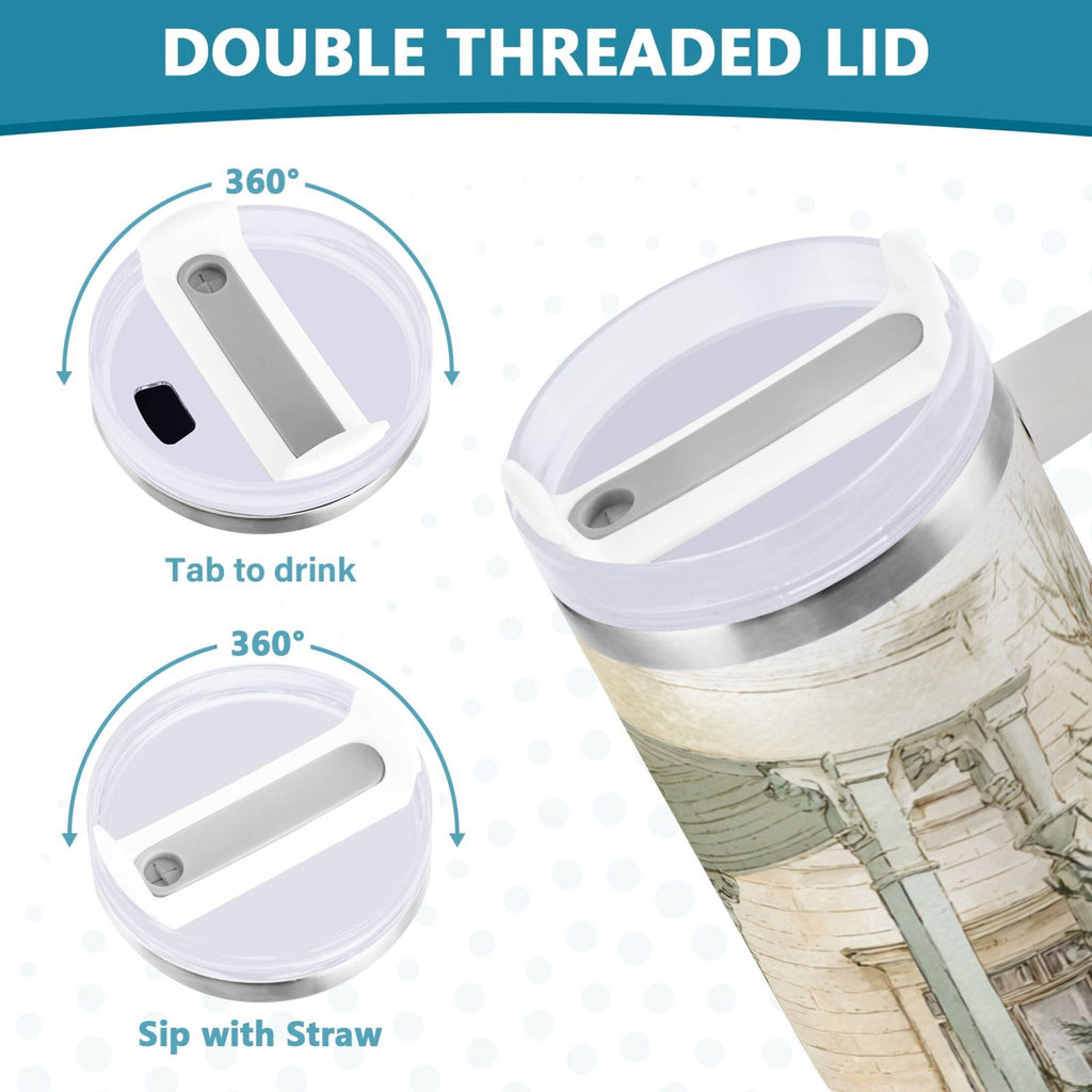 30 oz Insulated Stainless Steel Tumbler Double Wall Stainless Steel Tumbler with 2-Way Drinking Charming Christmas Doorway C670X