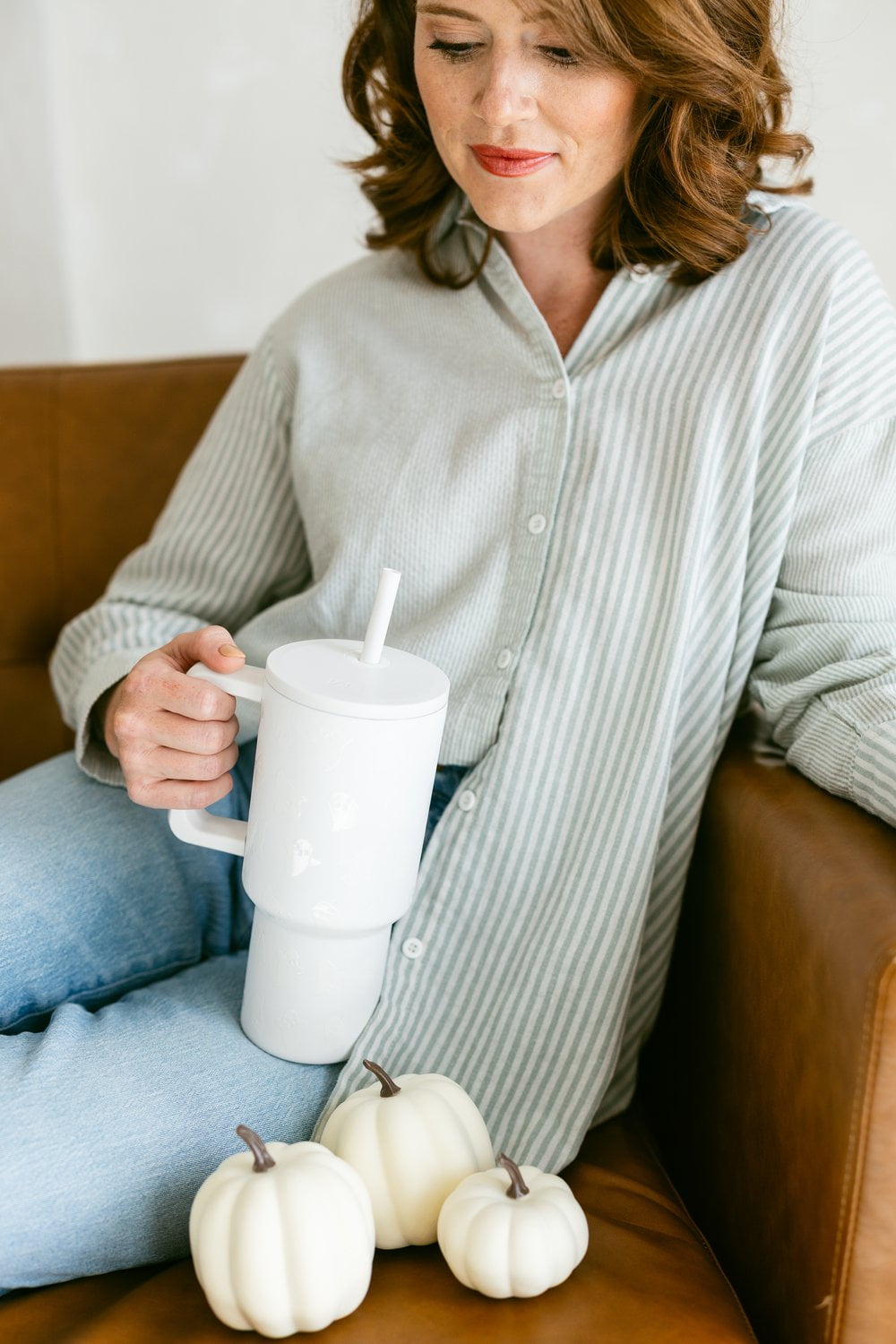 Simple Modern 30 fl oz Insulated Stainless Steel Trek Tumbler with Straw Lid | Seaglass Sage and Cream Checkmate C690C