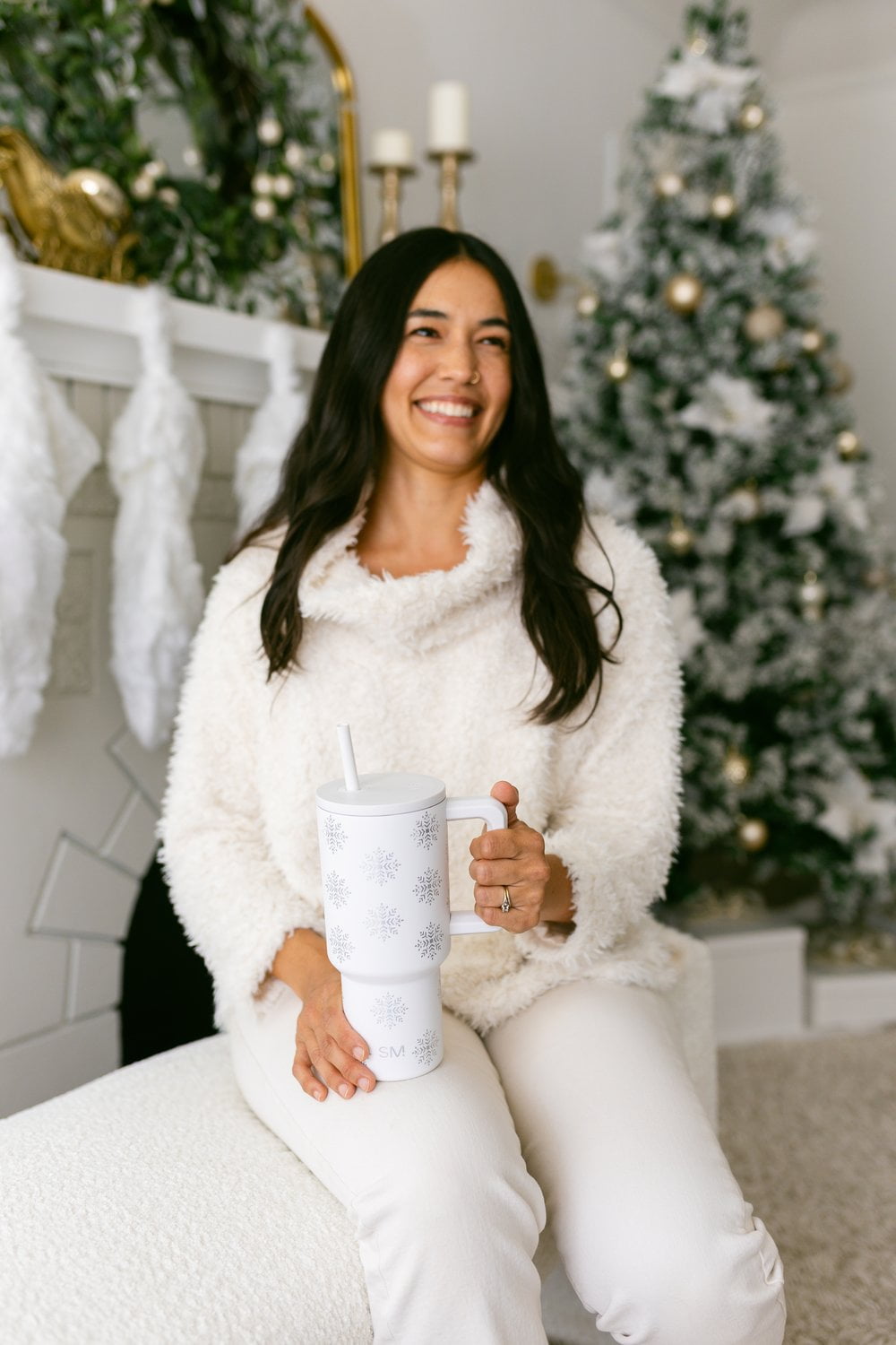 Simple Modern 30 fl oz Insulated Stainless Steel Trek Tumbler with Straw Lid | Seaglass Sage and Cream Checkmate C690C