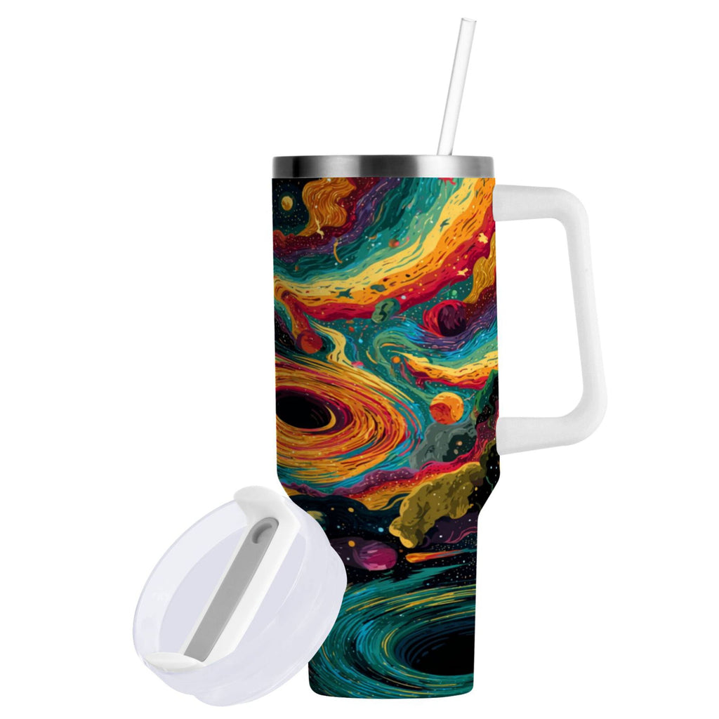 40 oz Insulated Stainless Steel Tumbler Double Wall Stainless Steel Tumbler with 2-Way Drinking Swirling Galaxy C496N