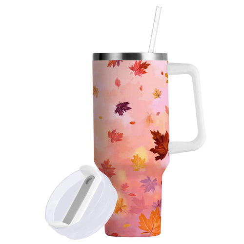 30 oz Insulated Stainless Steel Tumbler Double Wall Stainless Steel Tumbler with 2-Way Drinking Autumn Leaves Falling C588F