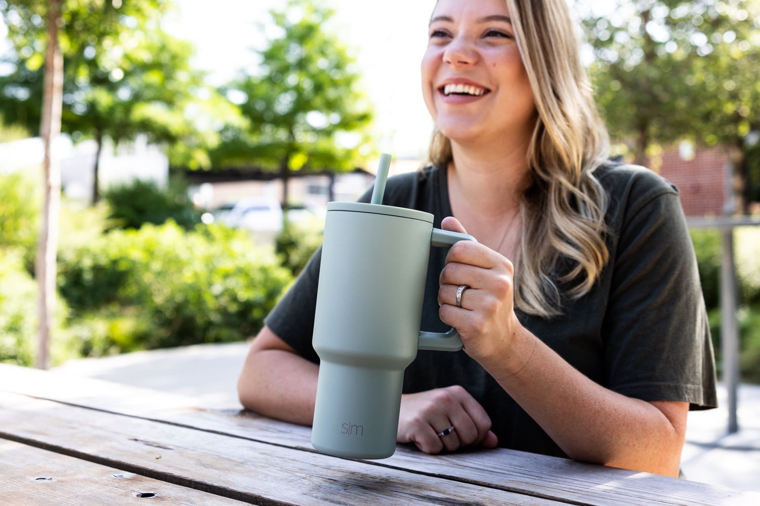 Simple Modern 30 fl oz Insulated Stainless Steel Trek Tumbler with Straw Lid | Seaglass Sage and Cream Checkmate C690C