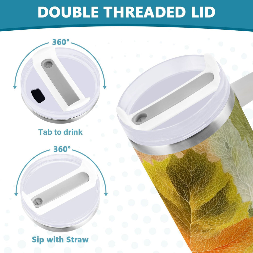 30 oz Insulated Stainless Steel Tumbler Double Wall Stainless Steel Tumbler with 2-Way Drinking Various Shades Autumn Leaves C590U