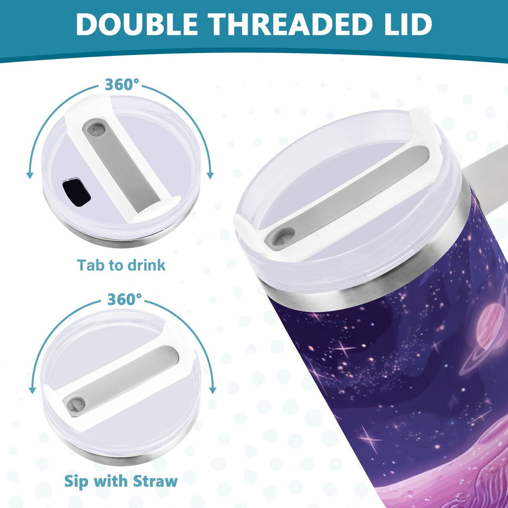 30 oz Insulated Stainless Steel Tumbler Double Wall Stainless Steel Tumbler with 2-Way Drinking Whale in Space C571S