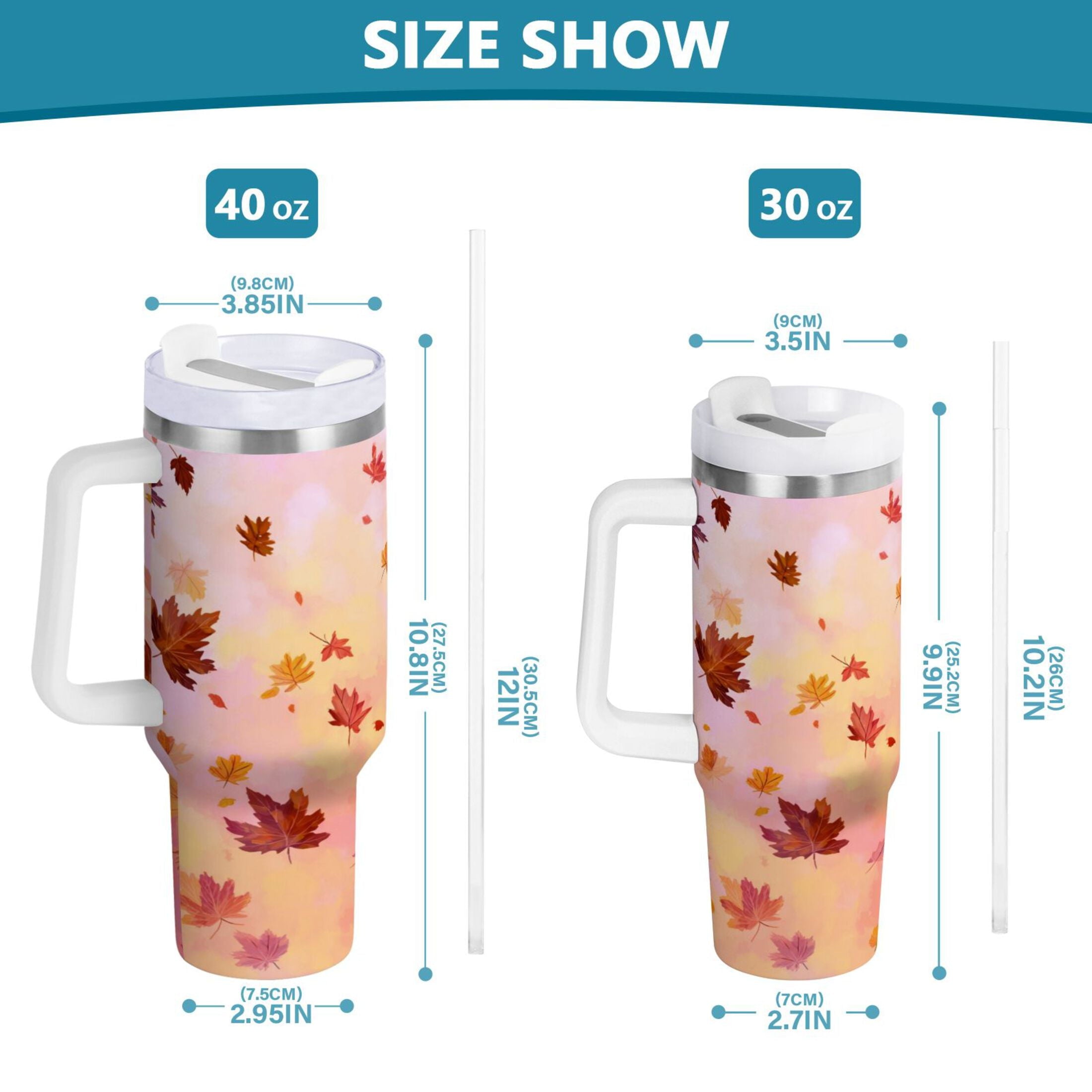 30 oz Insulated Stainless Steel Tumbler Double Wall Stainless Steel Tumbler with 2-Way Drinking Autumn Leaves Falling C588F