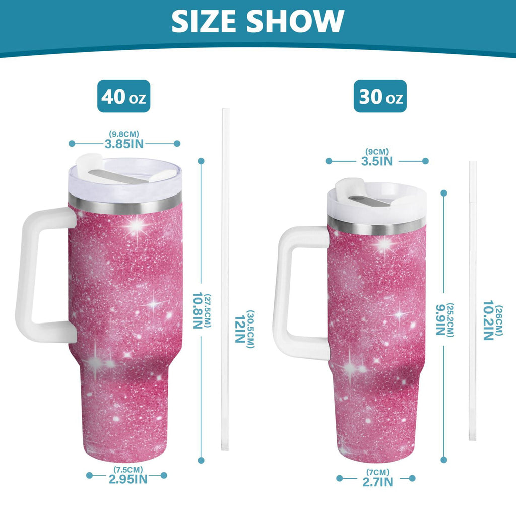 40 oz Insulated Stainless Steel Tumbler Double Wall Stainless Steel Tumbler with 2-Way Drinking Pink Glitter Background C608V
