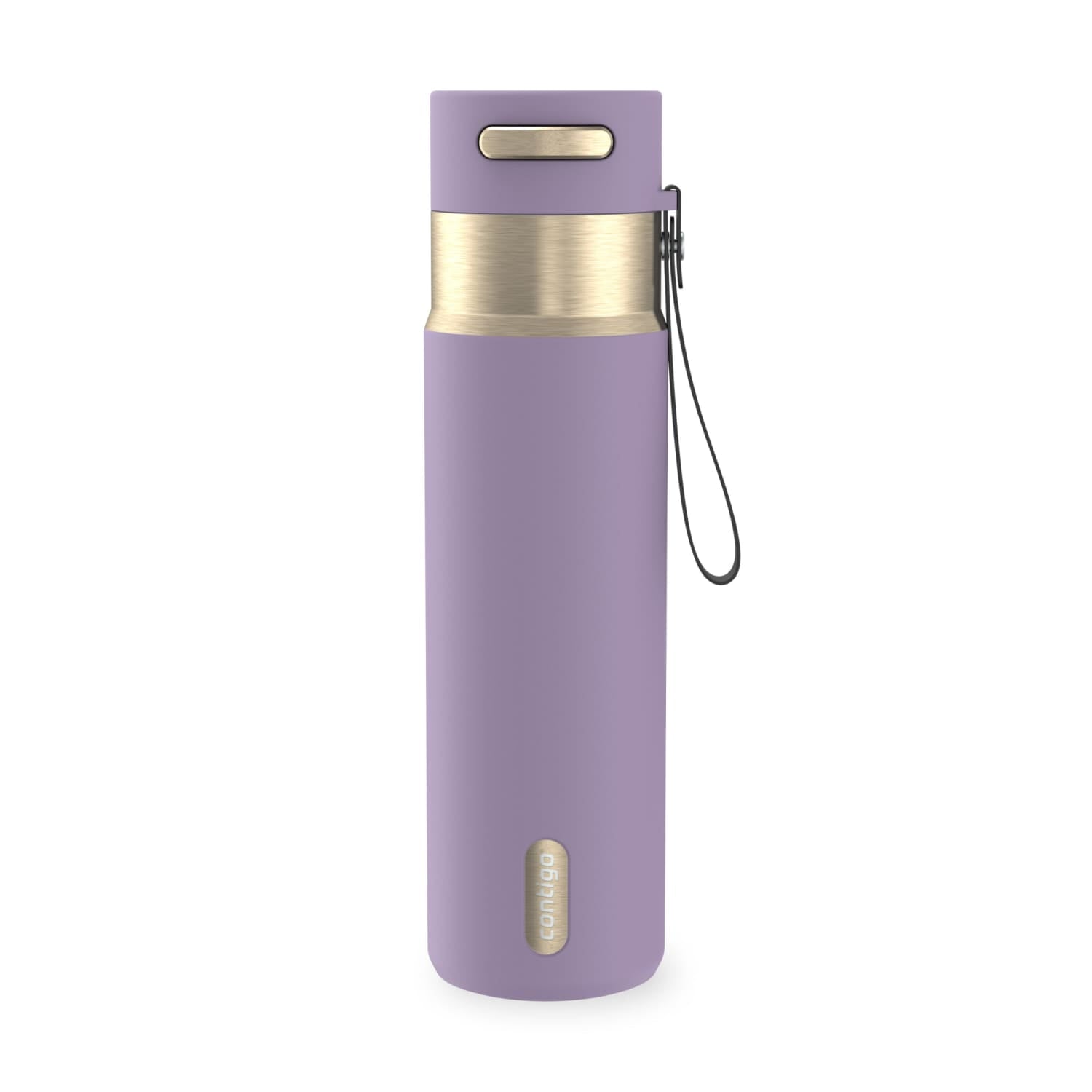Contigo AutoSeal Leakproof Stainless Steel Reusable Water Bottle Tumbler with Carrying Strap, Cream/Champagne, 24 oz C019J