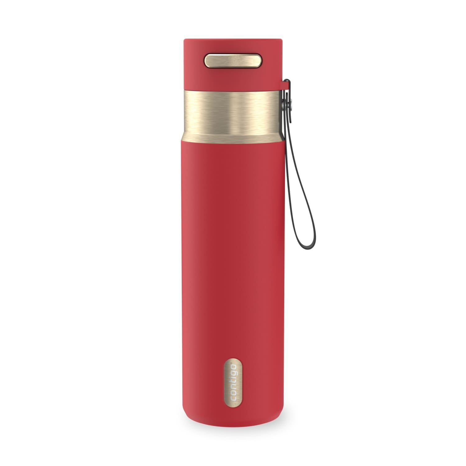 Contigo AutoSeal Leakproof Stainless Steel Reusable Water Bottle Tumbler with Carrying Strap, Cream/Champagne, 24 oz C019J