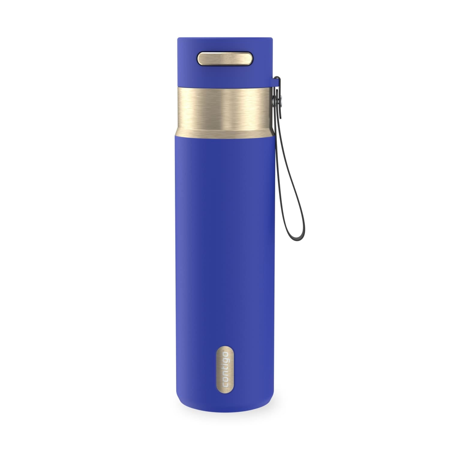 Contigo AutoSeal Leakproof Stainless Steel Reusable Water Bottle Tumbler with Carrying Strap, Cream/Champagne, 24 oz C019J