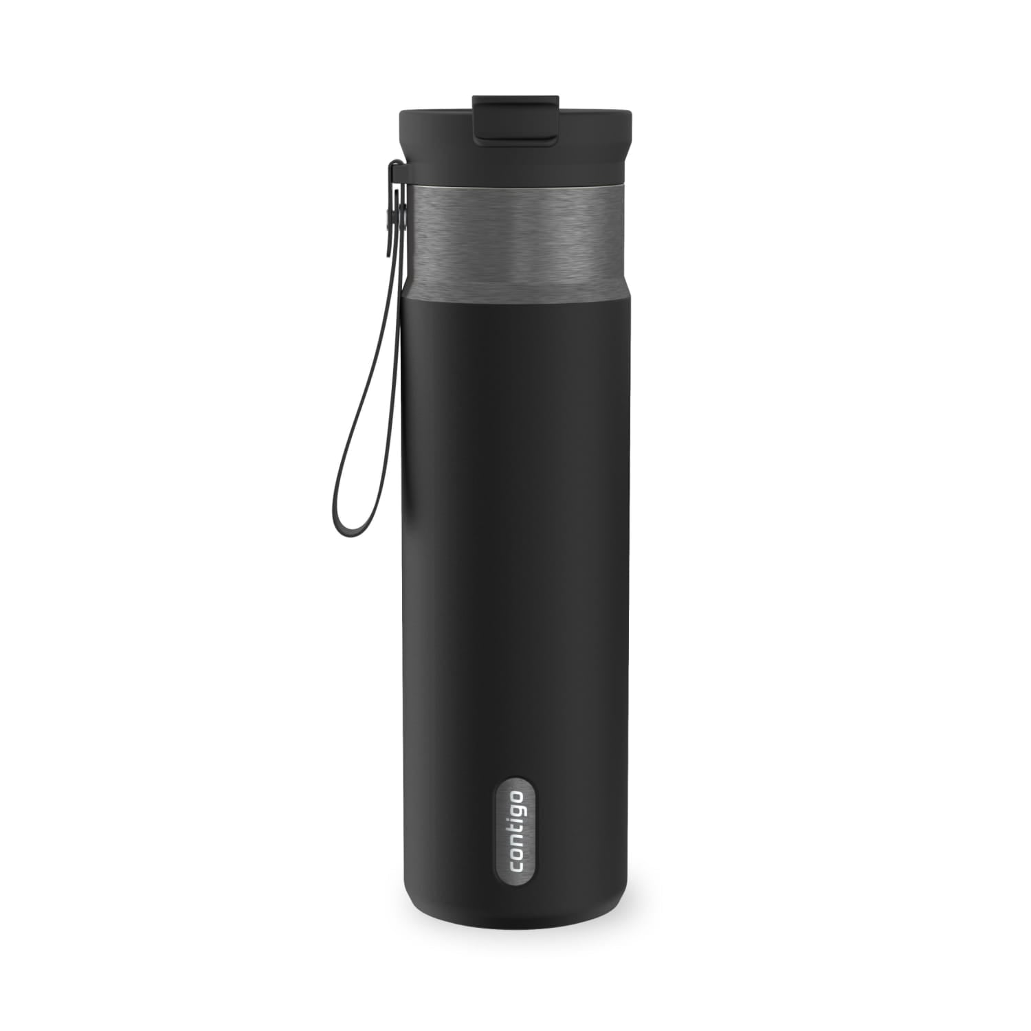 Contigo DualSip Leakproof Stainless Steel Reusable Water Bottle Tumbler with Carrying Strap, Cream/Champagne, 24 oz C011V