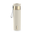 Contigo DualSip Leakproof Stainless Steel Reusable Water Bottle Tumbler with Carrying Strap, Cream/Champagne, 24 oz C011V