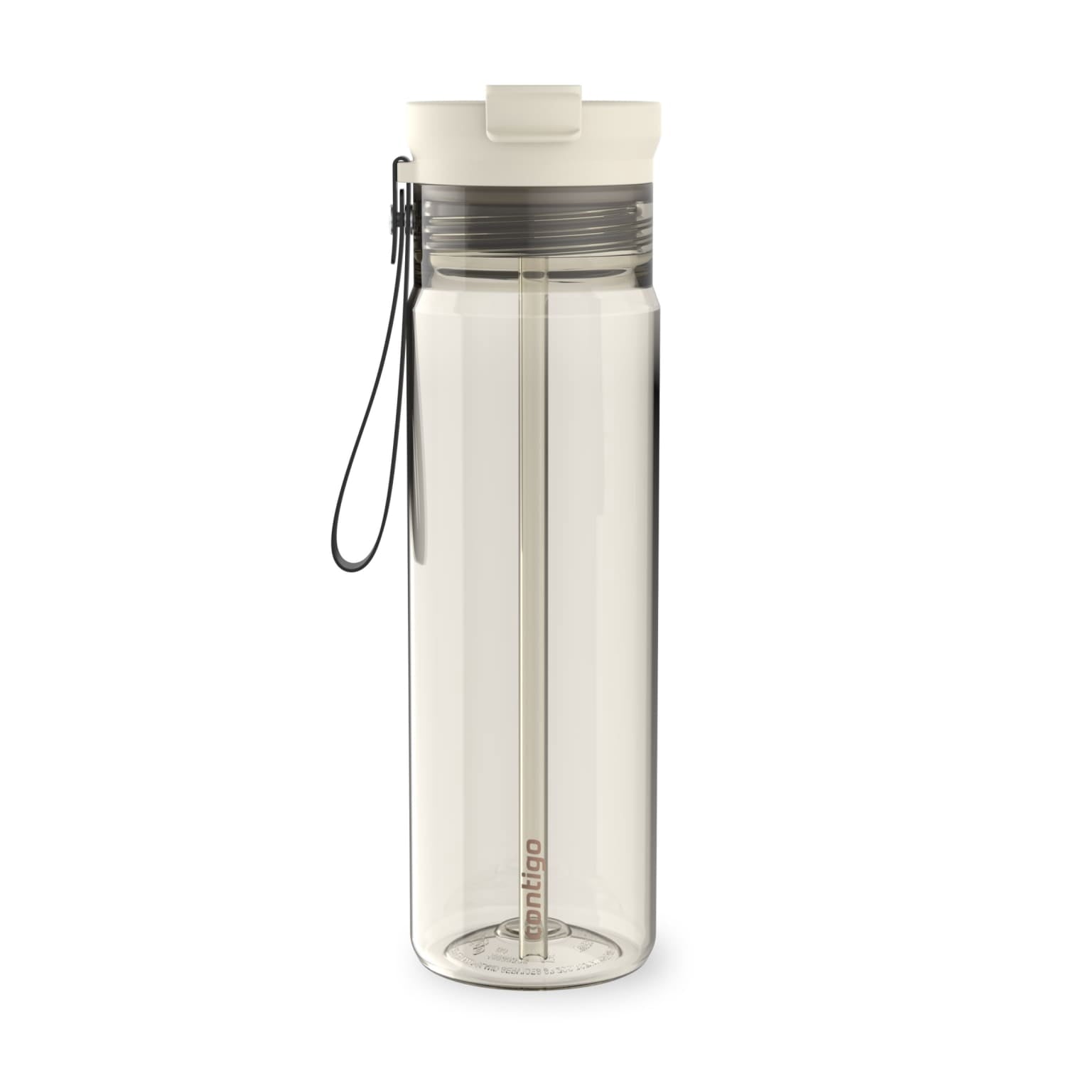 Contigo DualSip Leakproof Plastic Reusable Water Bottle with Carrying Strap, Cream/Clear, 28 oz C036S