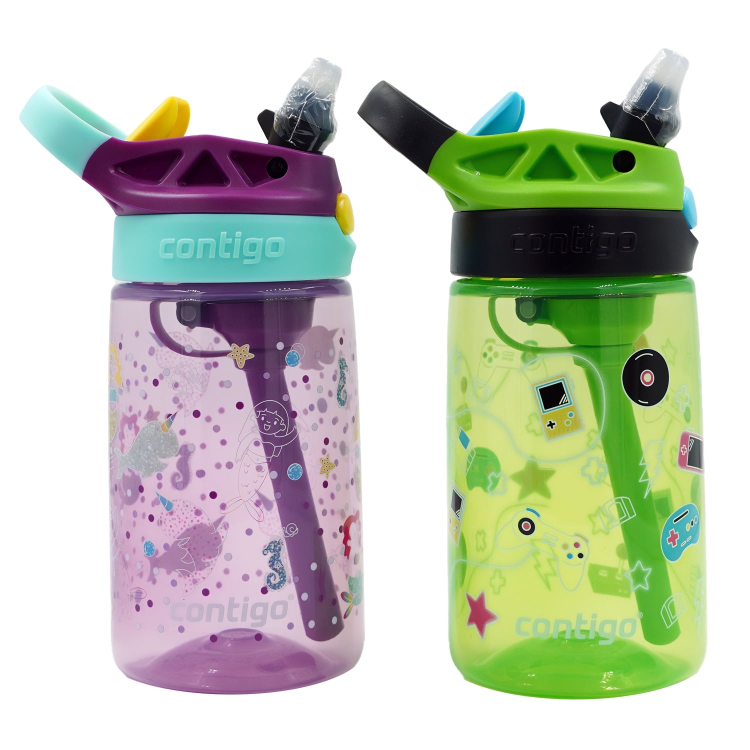Contigo Kid's 14 oz. Aubrey Water Bottle 2-Pack - Bunnies/Frog C022D
