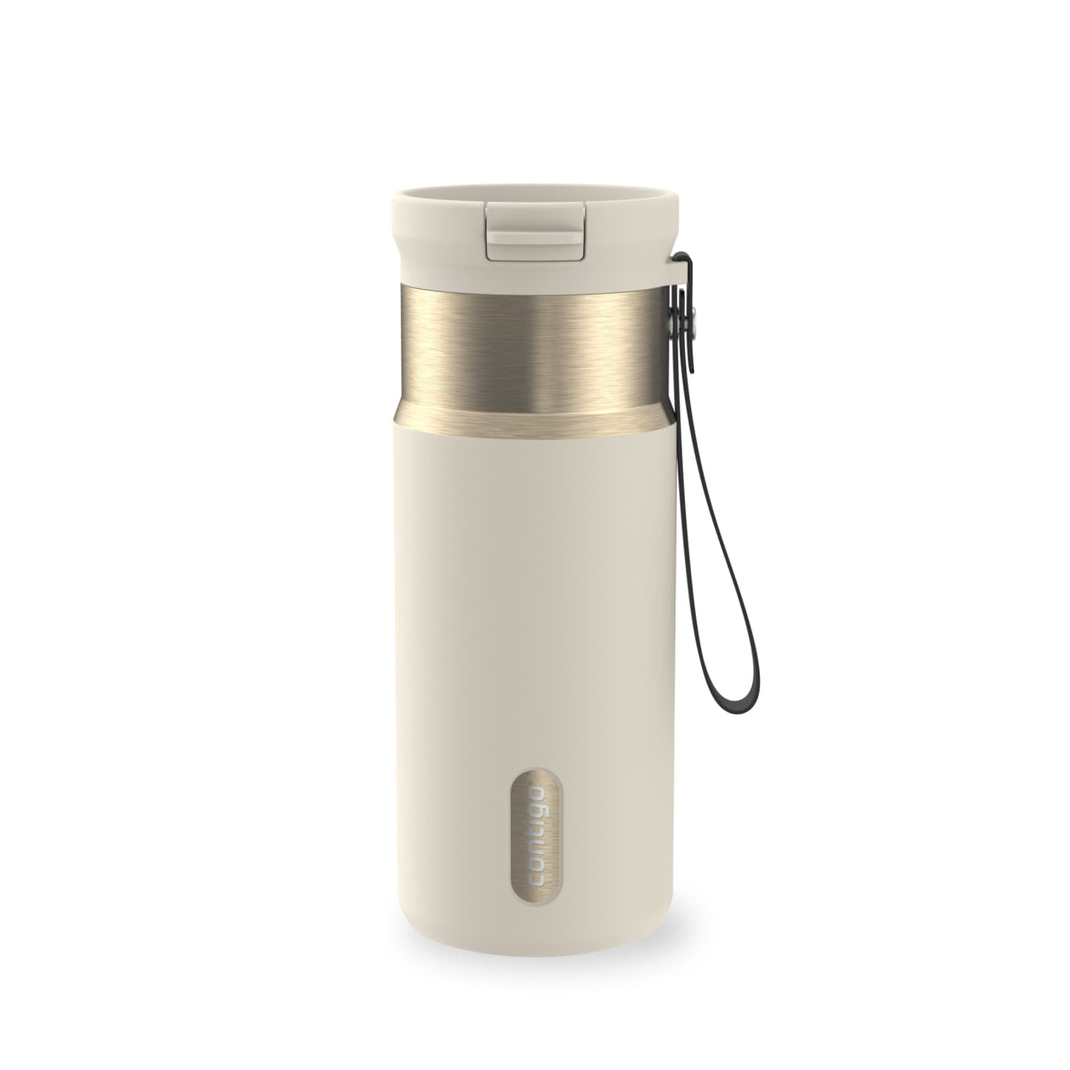 Contigo SnapSeal Leakproof Stainless Steel Reusable Water Bottle with Carrying Strap, Black/Bronze, 16 oz C065Q